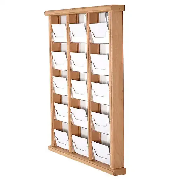 Display visitkortholder vaeg 15 rum bredformat lyst trae