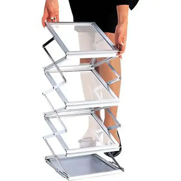 Display Zig-Zag brochurestander 6xA4 transparent foldbar alu