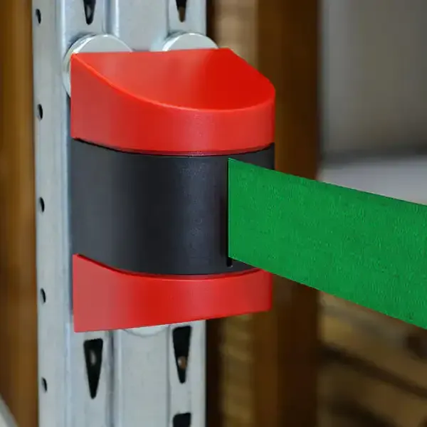 Display afspærringsbånd magnet 460 cm grøn sele rød