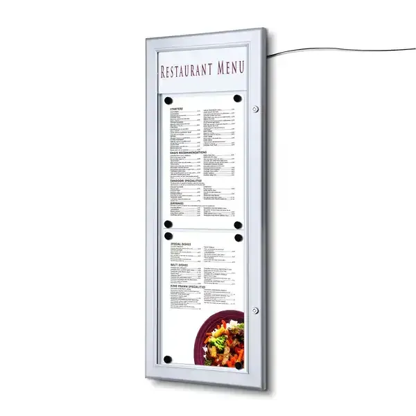 Display SCZ menu opslagsskab 2xA4 LED overdækket magnet