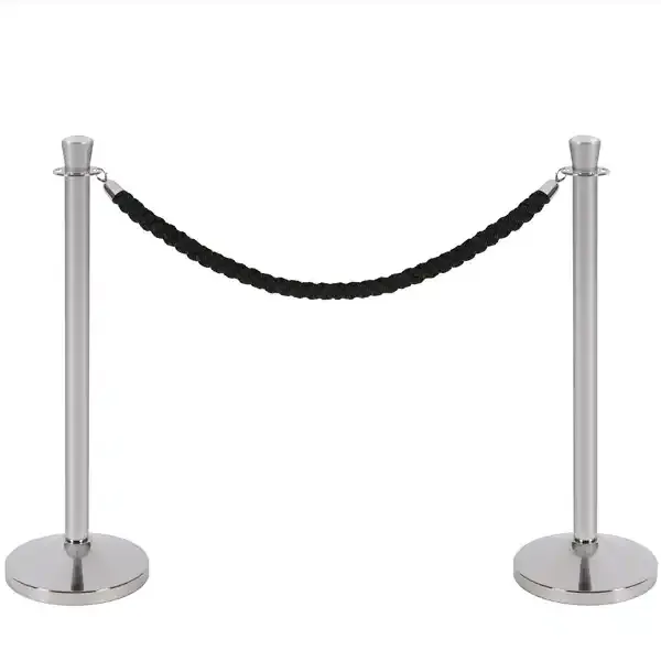 Display afspærringsstolpe sølv 4-vejs til 150 cm reb