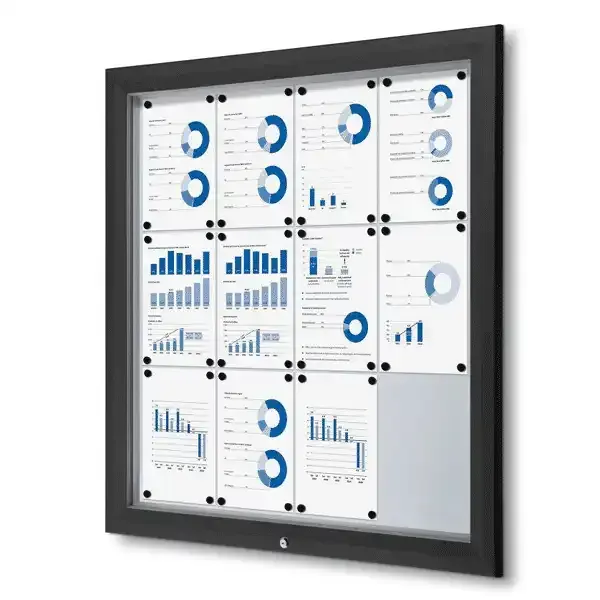 Display Premium opslagsskab sort 12xA4 magnet udendørs