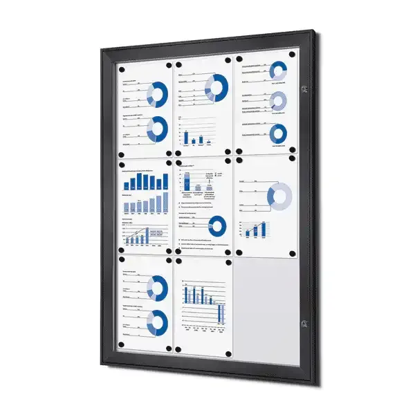 Display opslagsskab 9xA4 magnettavle antracit inde ude