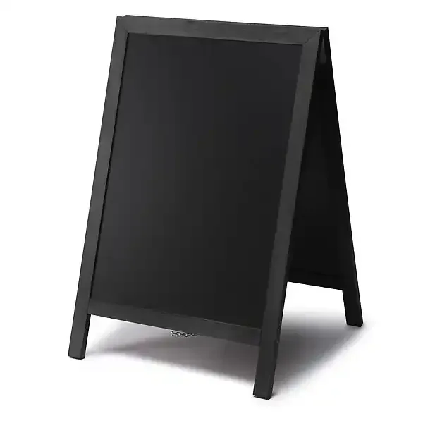 Display A-skilt sort træ kridttavle 55x82 cm