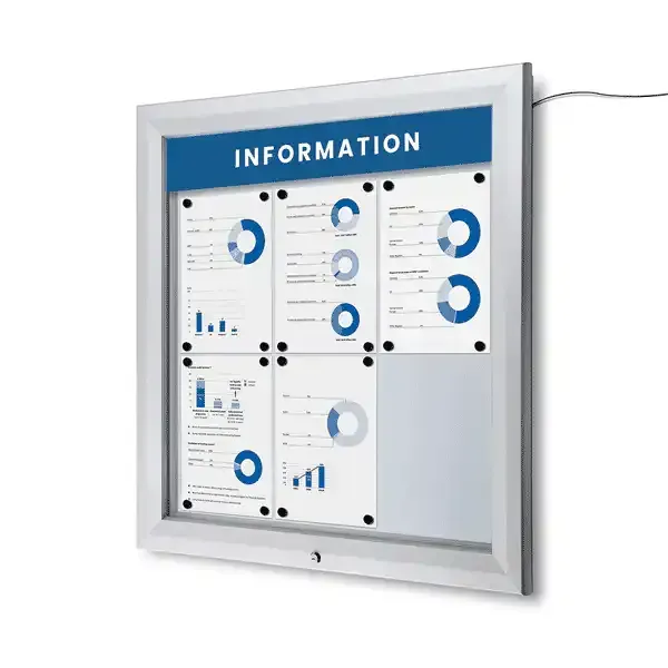 Display Premium LED opslagsskab 6xA4 magnet udendørs lys