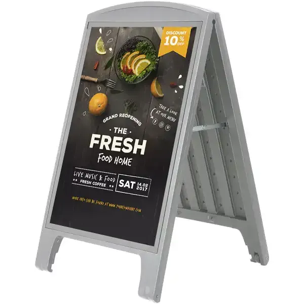 Display Easy Pop-Up gadeskilt A1 grå dobbeltsidet