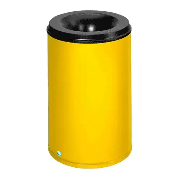 Display papirkurv 110 liter gul RAL 1023 stål brandsikker