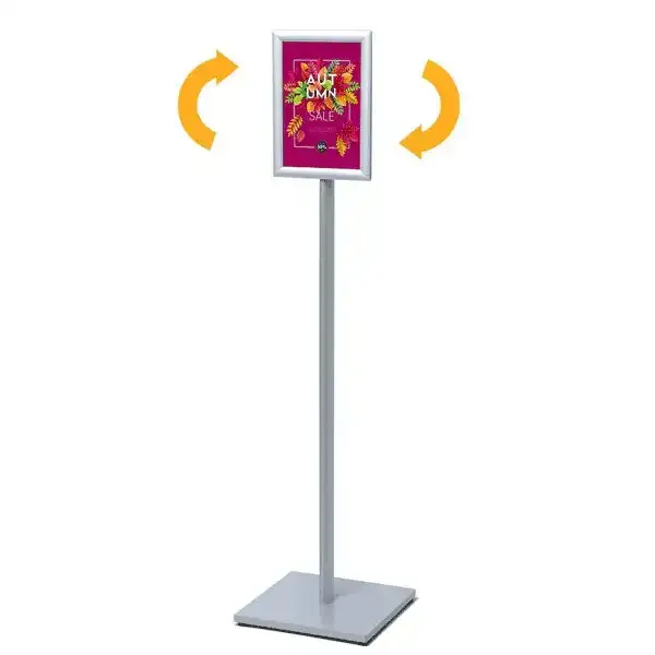 Display Infostander A4 enkeltsidet sølv 136 cm stander