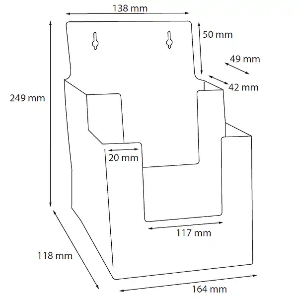 Display 2C160 brochureholder bord A5 2 rum