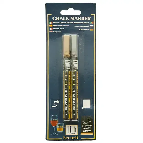 Securit Original kridtmarker 2 mm guld sølv 2 stk