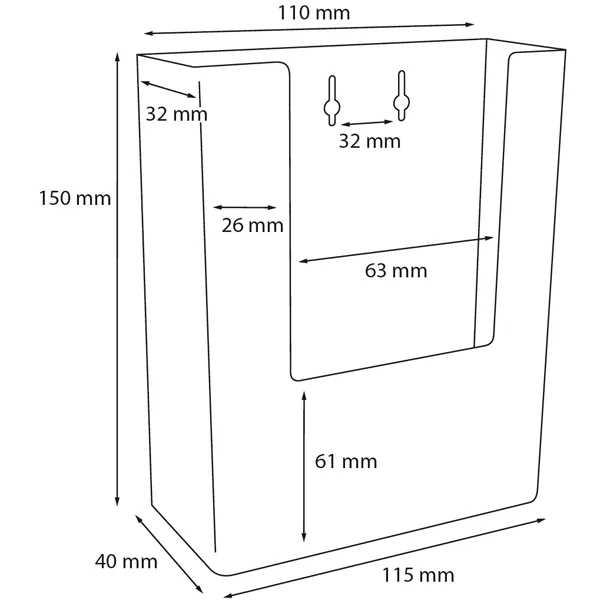 Display W110 brochureholder væg A6 M65 klar