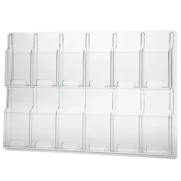 Display Brochureholder væg 12 rum M65 klar akryl
