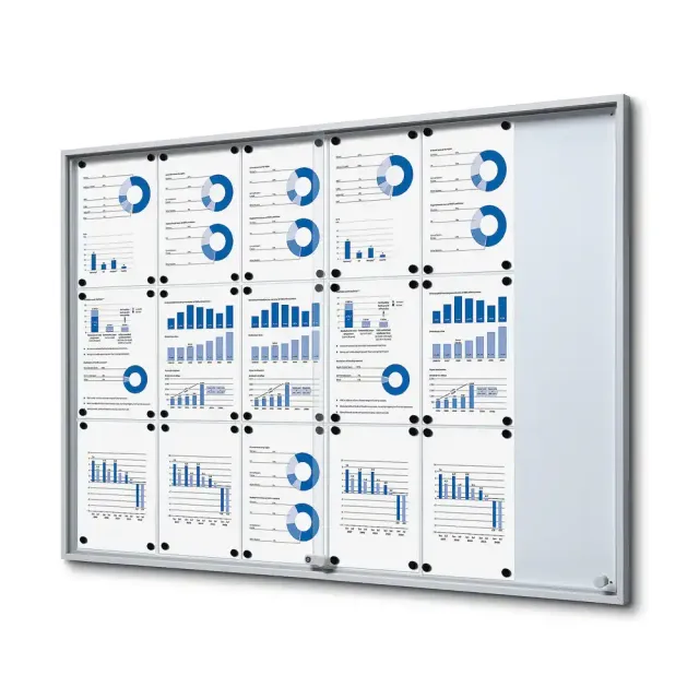 Display Slim opslagsskab 18xA4 skydedøre sølv