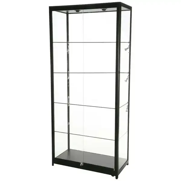 Display LED udstillingsmontre sort 90x200x45 cm glas