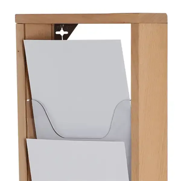 Display Brochureholder bøgetræ 5xA4 vægmodel