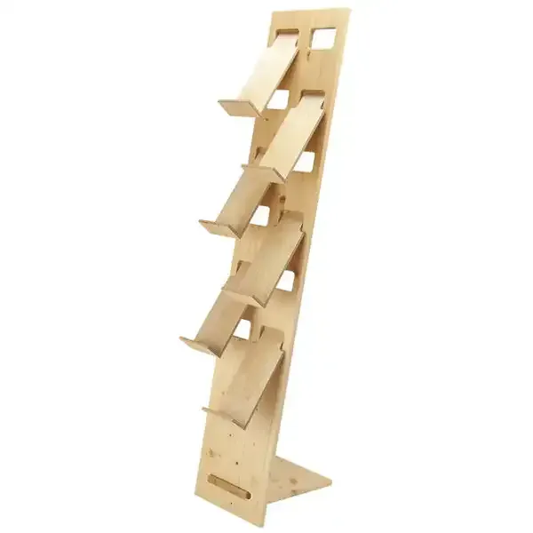 Display brochurestander træ 6 fag M65 143 cm