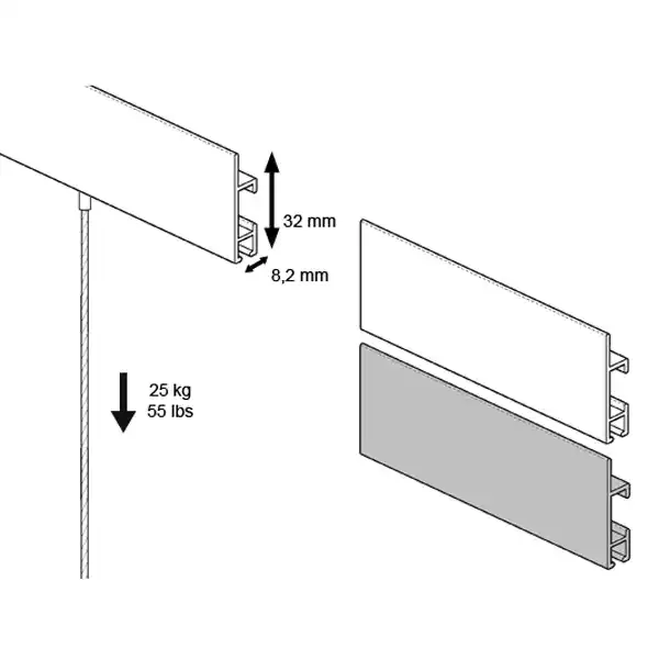 Display Cliprail Max galleriskinne hvid 150 cm aluminium