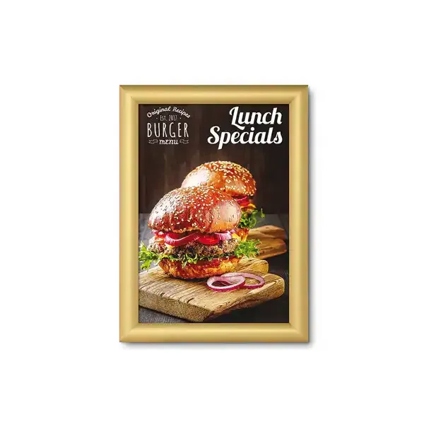 Display Snapramme 25 mm A4 skilt guld antirefleks