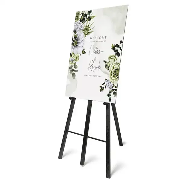 Display staffeli sort træ 70x166x80 cm gulv