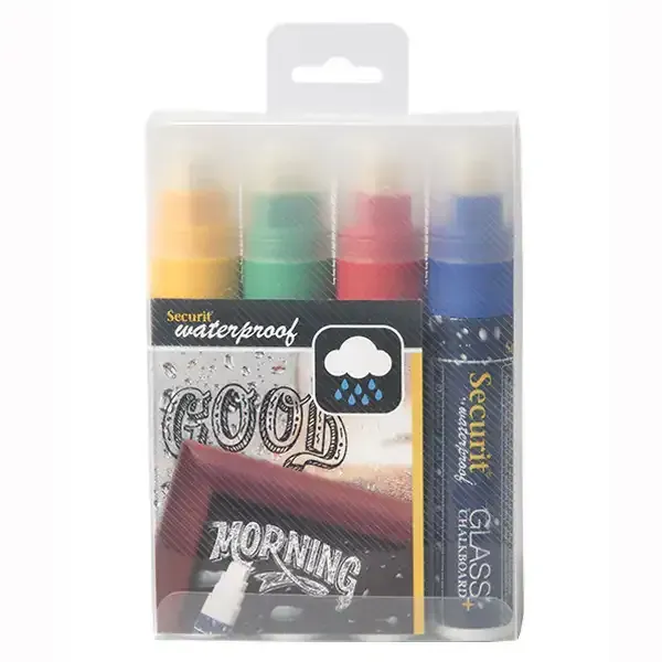 Display Securit 15mm kridtmarker 4 stk waterproof farvet