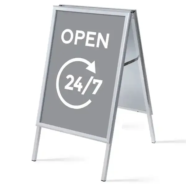 Display Alu-Line gadeskilt A1 OPEN 24/7 inkl. plakater