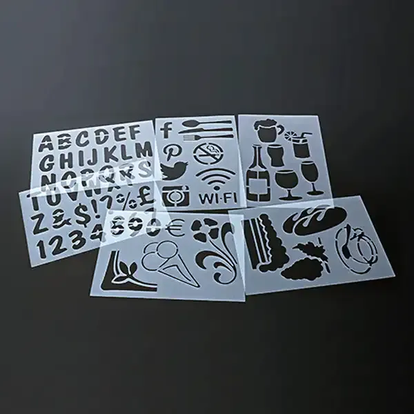 Display SECSTN-5 stencils 5 stk til kridtmarkers genanvendelige