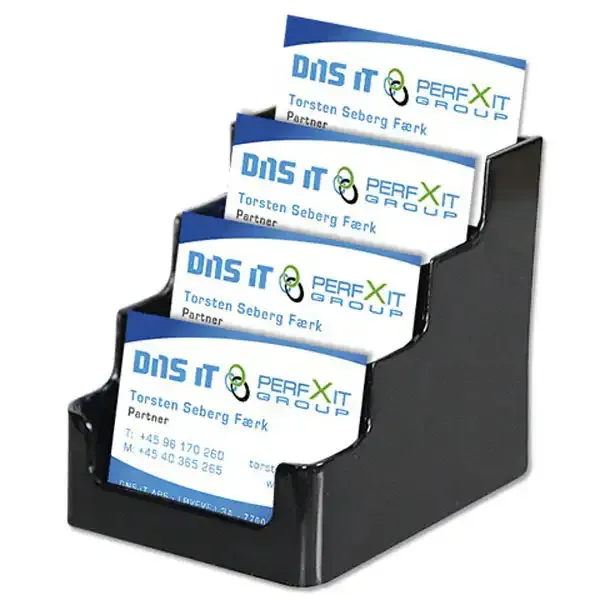 Display visitkortholder bord 4 rum bredformat sort