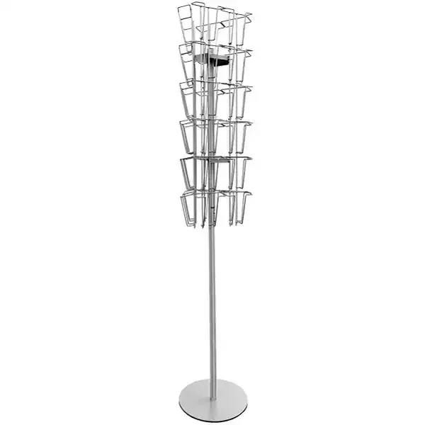 Display Brochurekarrusel 2527 gulvstander sølv 36xA6