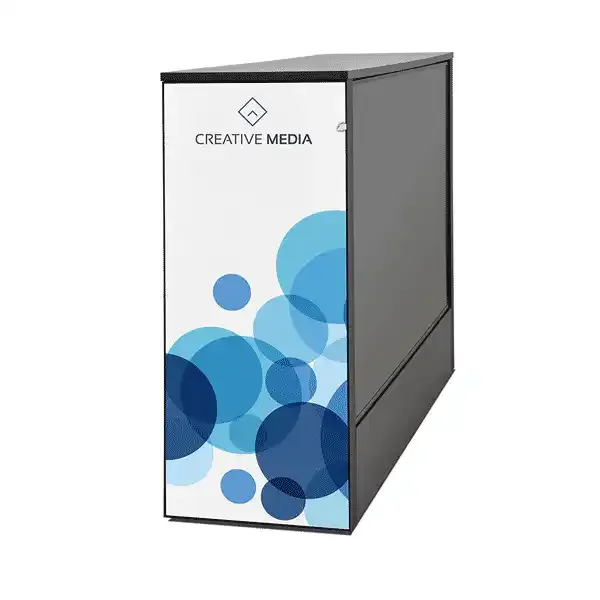 Display 55" messe disk sidegrafik SEG stof 230 g