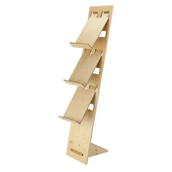 Display brochurestander træ A4 3 fag 143 cm