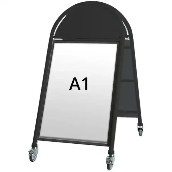 Display Classic A1 gadeskilt sort på hjul