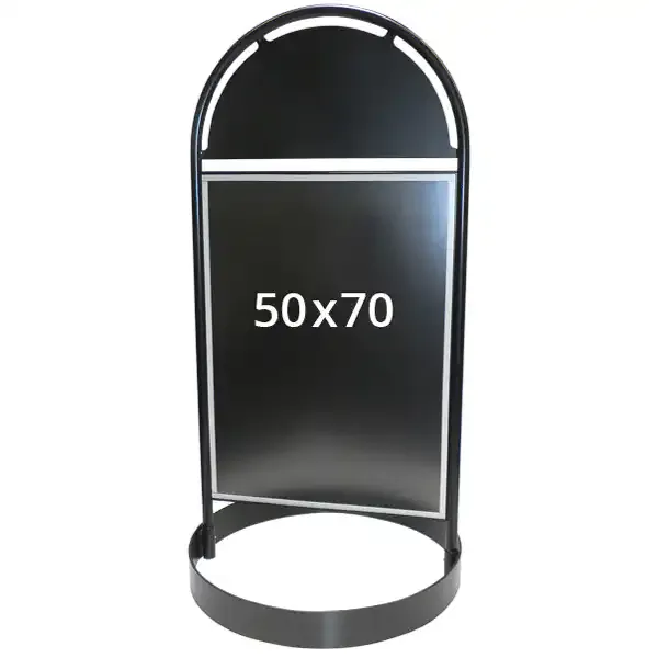 Display Gotic 50x70 gadeskilt rund metalfod