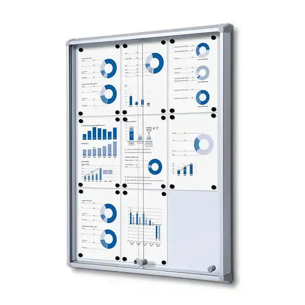 Display Opslagsskab vitrine 9xA4 magnettavle glas