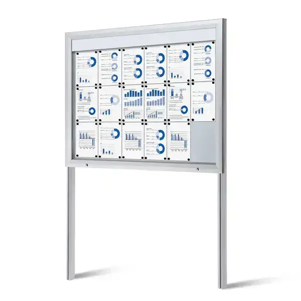 Display LED opslagsskab 18xA4 magnet ude på stolper 146 cm