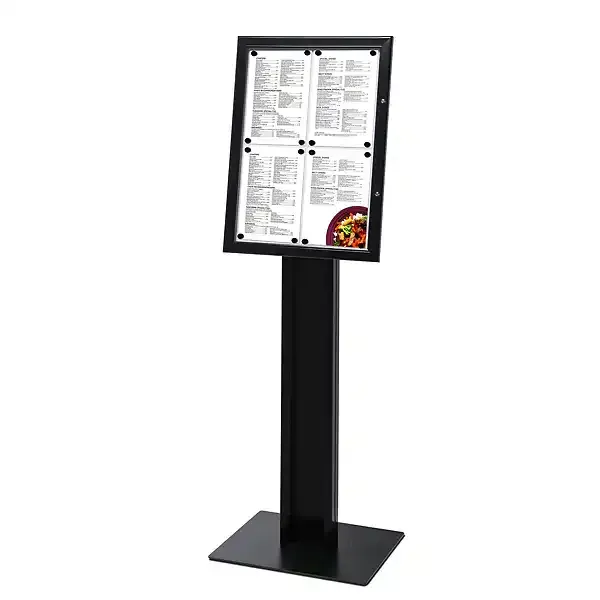 Display opslagsskab 4xA4 fritstående menu med lås