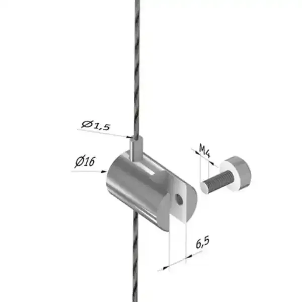 Display Sidegreb one-way akryllomme stålwire messing