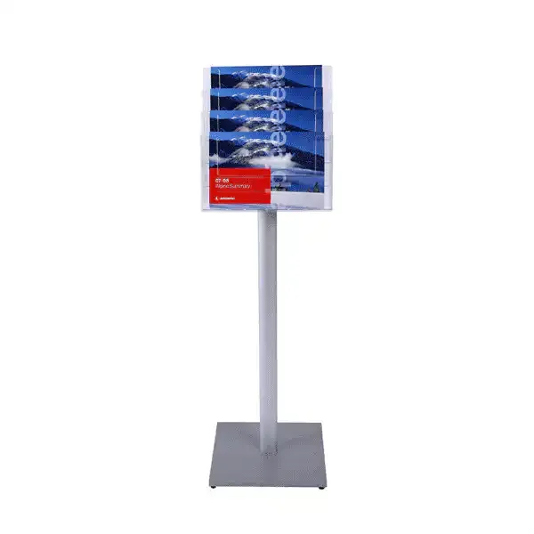 Display Multiformat Brochurestander 4xA4 gulvmodel sølv