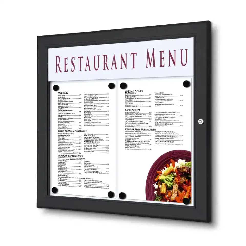 Display Outdoor menuskab 2xA4 sort logotop
