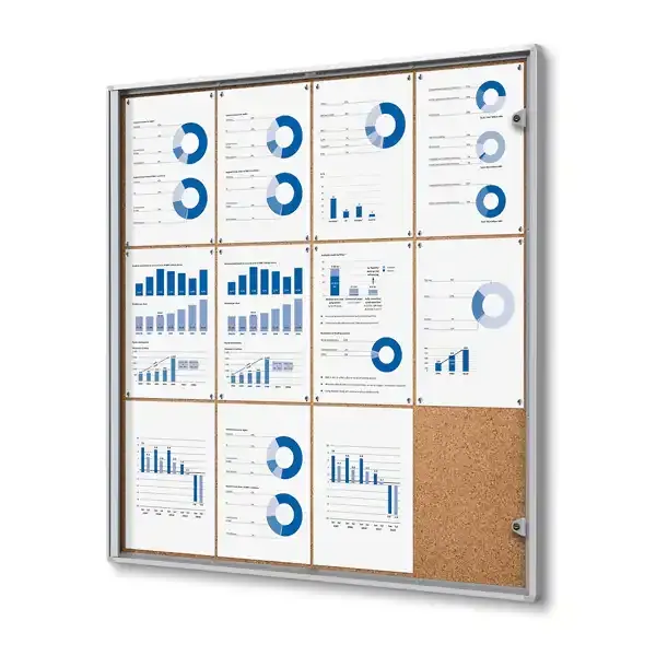 Display Economy opslagsskab 12xA4 kork indendørs låsbar
