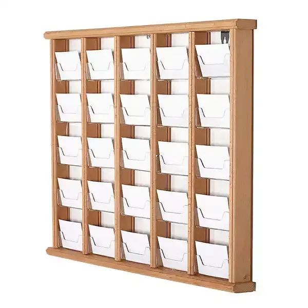 Display visitkortholder lyst træ væg 25 rum 95 mm