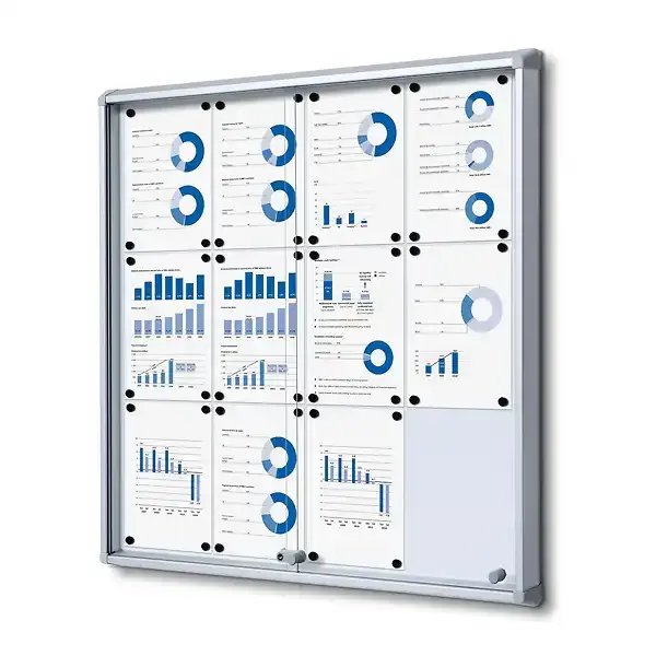 Display opslagsskab 12xA4 glas magnettavle 30mm