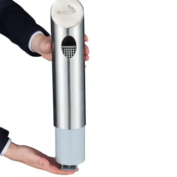 Display askebæger væg 0,7 liter sølv cylinder udendørs