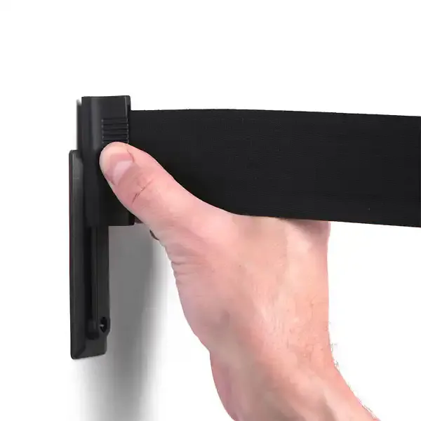 Display afspærringsbånd væg sølv 3 m sort sele