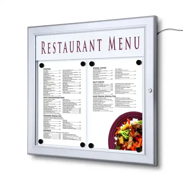 Display SCZ Outdoor Menucase LED opslagsskab 2xA4