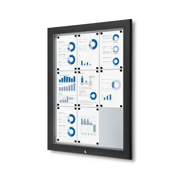 Display Premium opslagsskab 9xA4 sort magnettavle IP56