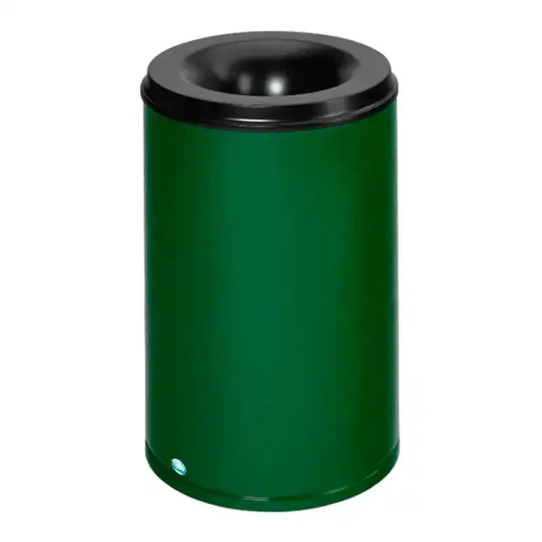 Display papirkurv 110 liter grøn RAL6001 brandsikker