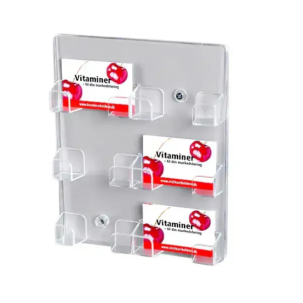 Display visitkortholder væg klar plast 6 rum 21,5 cm
