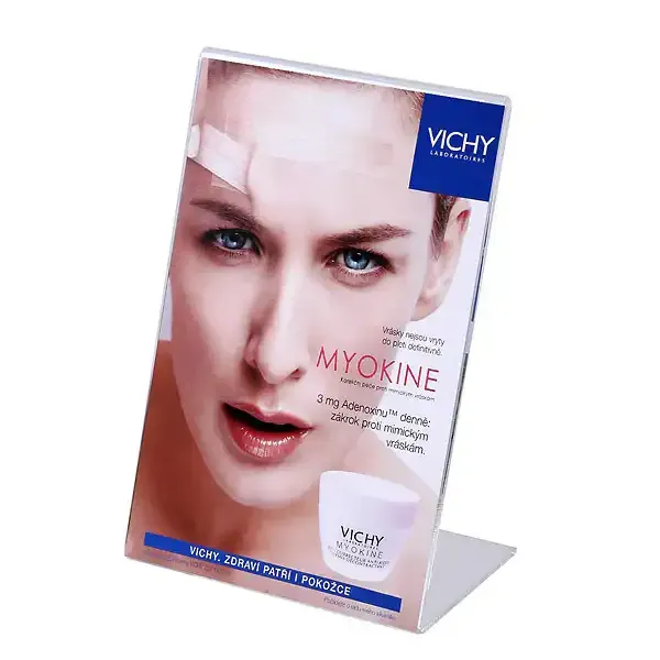 Display L-stand konceptholder A7 akryl 2 mm højformat