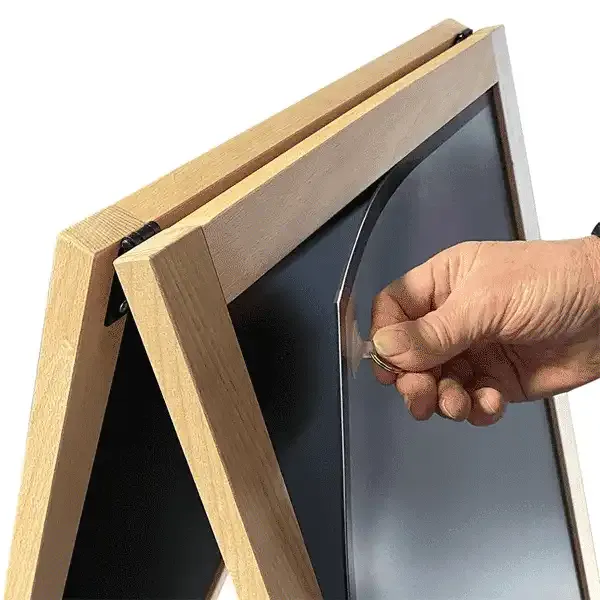 Display A-skilt lys bøg kridttavle 42x87 cm