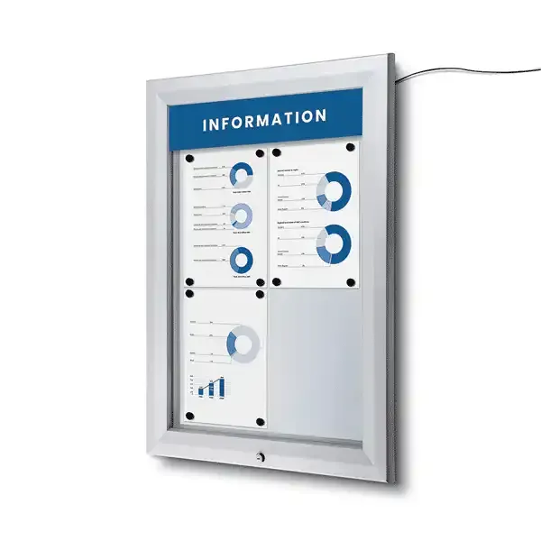 Display Premium opslagsskab LED 4xA4 magnet udendørs